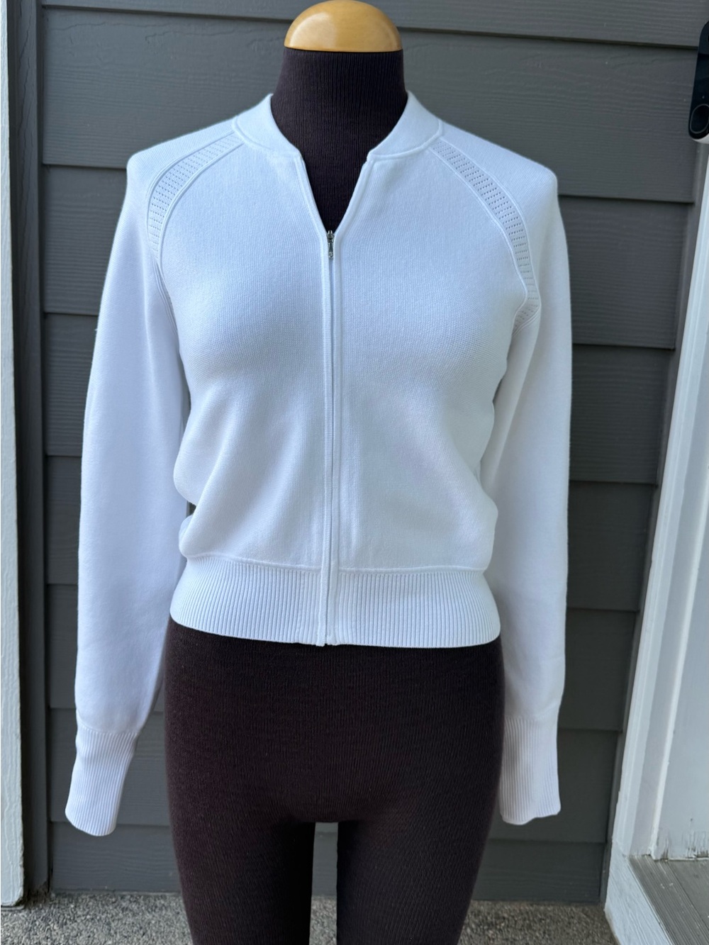 Athleta White Zip Front Raglan Sleeve Cardigan - XS